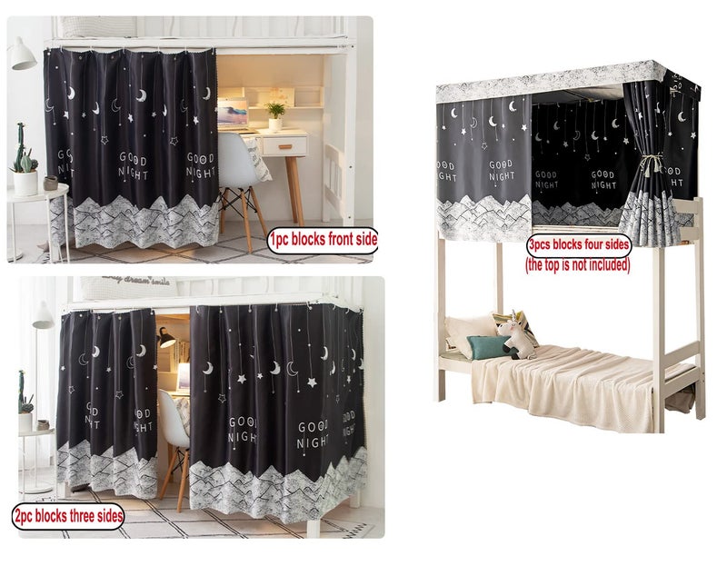 Dorm Bunk Bed Curtain Single Bed Tent Curtain Dust-Proof Bed Canopy Single Sleeper Bunk Bed Curtain Student Dormitory Blackout Cloth Bedding Curtain Lightproof Cloth Shading Bed Canopy Spread Curtain - Image 2